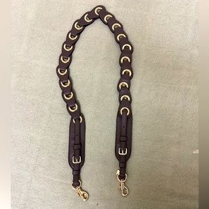 Coach Dark brown leather and gold grommet adjustable replacement bag strap